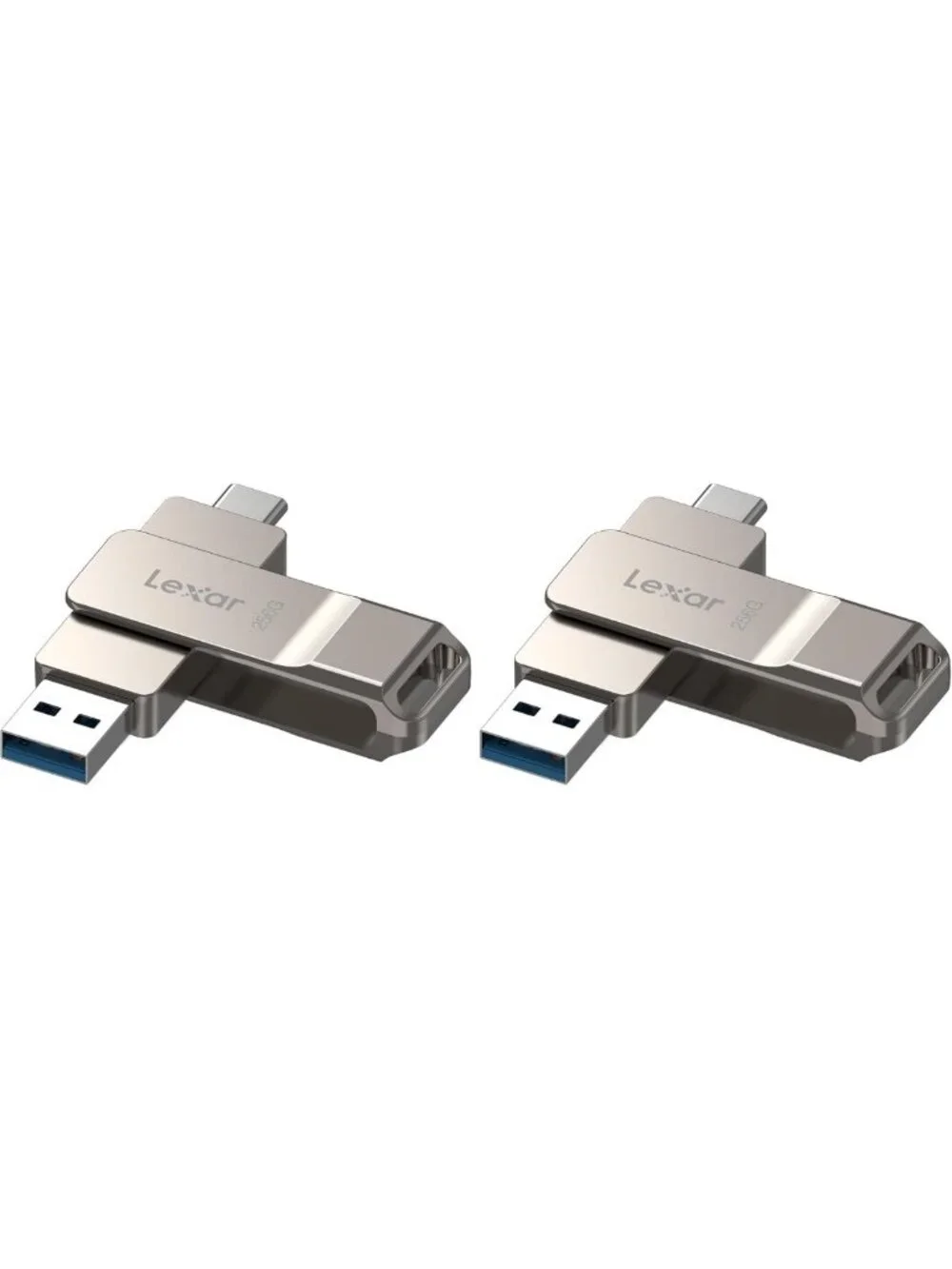 256GB Dual USB-C Flash Drive, Metal Swivel Design, Pack of 2, High-Speed Storage